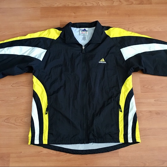 adidas yellow and white windbreaker jacket